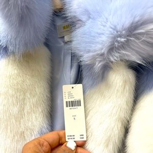 Brand new coat Maeve Faux Fur stripe collared coat